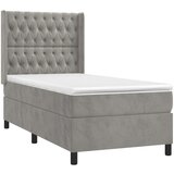 Box spring postelja z vzmetnico svetlo siva 80x200 cm žamet, (20791204) | Shoptok.si