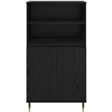  Highboard s policom s pohranom s vratima Crna 60 x 36 x 110 cm Konstruirano drvo | shoptok.hr