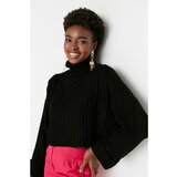 Trendyol Black Loose Crop Knitwear Sweater Cene