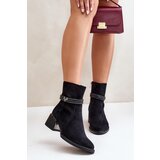 S. BARSKI Insulated women's ankle boots on a low heel with decorative straps D&A black | Eponuda.ba