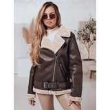 DStreet Women&#039;s NORFDIMA leather jacket with fur - coffee | shoptok.hr