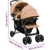 vidaXL Otroški voziček za dvojčke taupe jeklo | Shoptok.si