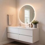 Skye_Decor Set kupatilskog ormarića sa umivaonikom i ogledalom, 2 dela, Beli u