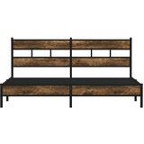 Metalni Kovinski posteljni okvir brez vzmetnice dimljen hrast 193x203cm, (21610780) | Shoptok.si