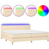  Box spring postelja z vzmetnico LED krem 200x200 cm blago, (20900958) | Shoptok.si