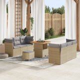  Vrtna garnitura - 9-dijelni set vrtnih sofa s jastučićima bež poli ratan akacija | shoptok.hr