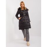 Fashion Hunters Black quilted winter jacket with buttons Cene