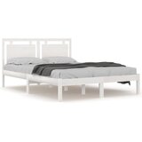 Maison Chic Posteljni okvir - Dvoposteljna postelja - Zakonska postelja bel iz trdnega lesa 140x190 cm-J10144, (21767886) | Shoptok.si