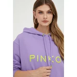 Pinko Bombažen pulover ženska, vijolična barva, s kapuco