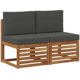  2 Komad Srednja sofa za van Čvrsto drvo akacije Prirodna - Prirodno i antracit 2x srednja | shoptok.hr