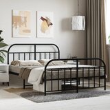 Maison Chic Kovinski Posteljni okvir - Dvoposteljna postelja - Zakonska postelja z vzglavjem in vznožjem črn 140x190 cm, (21696951) | Shoptok.si