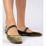 Gemre Green women's suede ballet flats with a buckle Kvitta | Shoptok.si