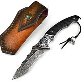  Damaščanski zunanji zložljivi nož LA-31693 - Črn Cene