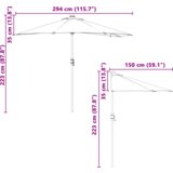 vidaXL Vrtni dežnik Antracitna 294 x 150 x 223 cm blago | Shoptok.si