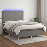  Box spring postelja z vzmetnico LED temno siva 140x190 cm blago, (20724814) Cene