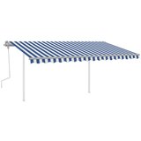  Tenda na ručno uvlačenje sa stupovima 4 5 x 3 5 m plavo-bijela | shoptok.hr