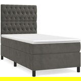 Box spring krevet s madracem tamnosivi 90x200 cm baršunasti | shoptok.hr