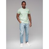 Ombre Men's cotton t-shirt with contrasting thread - mint | Shoptok.si