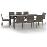  9-dijelni vrtni blagovaonski set crno-sivi od poliratana | shoptok.hr