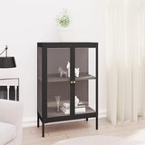  Komoda crna 75 x 35 x 105 cm od čelika i stakla Cijene