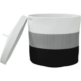  Košara za pohranu s poklopcem bijela i crna Ø 37 x 50cm pamučna | shoptok.hr
