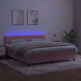  Box spring s madracem LED ružičasti 180x200cm baršunasti | shoptok.hr
