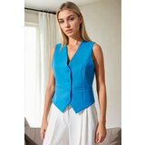 Dewberry 10202 Crop Woven Women Vest-BLUE | shoptok.hr