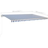 vidaXL Tenda na ručno uvlačenje sa stupovima 5 x 3 m plavo-bijela | shoptok.hr