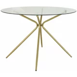 Støraa Okrogla jedilna miza s stekleno mizno ploščo v zlati barvi ø 110 cm Silvie –