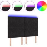  LED vzglavje z LED lučmi Geometrični Črna 144 cm Žamet, (5000043984) | Shoptok.si