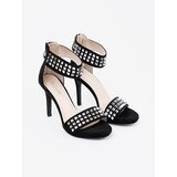 Shelvt Black stiletto sandals with zirconia | ePonuda.com