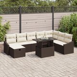 vidaXL 9-dijelni set sofa za vrt s jastučićima smeđi poli ratan Cijene