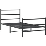 vidaXL Metalni okvir kreveta s uzglavljem i podnožjem crni 107x203 cm | shoptok.hr