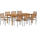  Jedilna garnitura za vrt 9 pcs Siva 200 x 100 x 74 cm | Shoptok.si