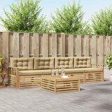  Set vanjskih sofa 5 pcs Bijela i bež Čvrsto drvo akacije | Eponuda.com