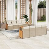 vidaXL 9-dijelni set vrtnih sofa s jastucima bež od poliratana | shoptok.hr