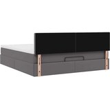vidaXL Otomanski posteljni okvir z vzmetnico siv 160x200 cm um. usnje | Shoptok.si