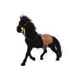  Figurica crni baršunasti konjić sa smeđim sedlom