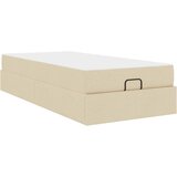 vidaXL Konstrukcija postelje z vzmetnico krema 90 x 190 cm blago, (5000069829) | Shoptok.si