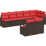  Sjedeća garnitura za vrt 8 kom. Smeđa i crvena poliratan 287 x 122 x 85 cm | shoptok.hr