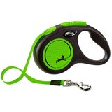 Flexi Povodac za pse New Neon Tape M, 5m, Do 25 kg, Zeleni Cene