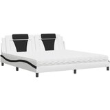 vidaXL Postelja z vzmetnico bela in črna 200x200 cm umetno usnje, (21143005) | Shoptok.si