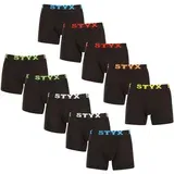 STYX 10PACK Men's Long Sports Boxer Shorts Black