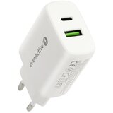EverActive Charger 1 x USB Quick Charge 3.0, 1 x USB-C PD PPS 25W white | shoptok.hr