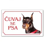 tabla čuvaj se psa - doberman