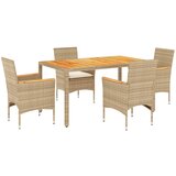  The Living Store Vrtna jedilna garnitura 5-delna z blazinami bež poli ratan - Vrtna Jedilna Garnitura, (21446637) | Shoptok.si