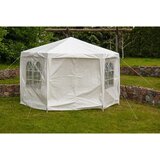  Saska Garden šesterokotna vrtna paviljon 378 × 330 × 260 cm s bočnimi stranicami – bela | Shoptok.si