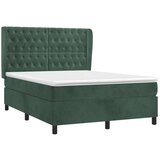 vidaXL Box spring postelja z vzmetnico temno zelen 140x190 c | Shoptok.si