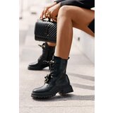 Boto Eco Leather Women's Worker Boots With Pins Black Rianael | Shoptok.si