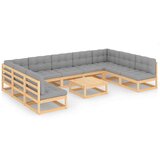  Vrtna sedežna garnitura 10-delna z blazinami trdna borovina, (20704177) | Shoptok.si